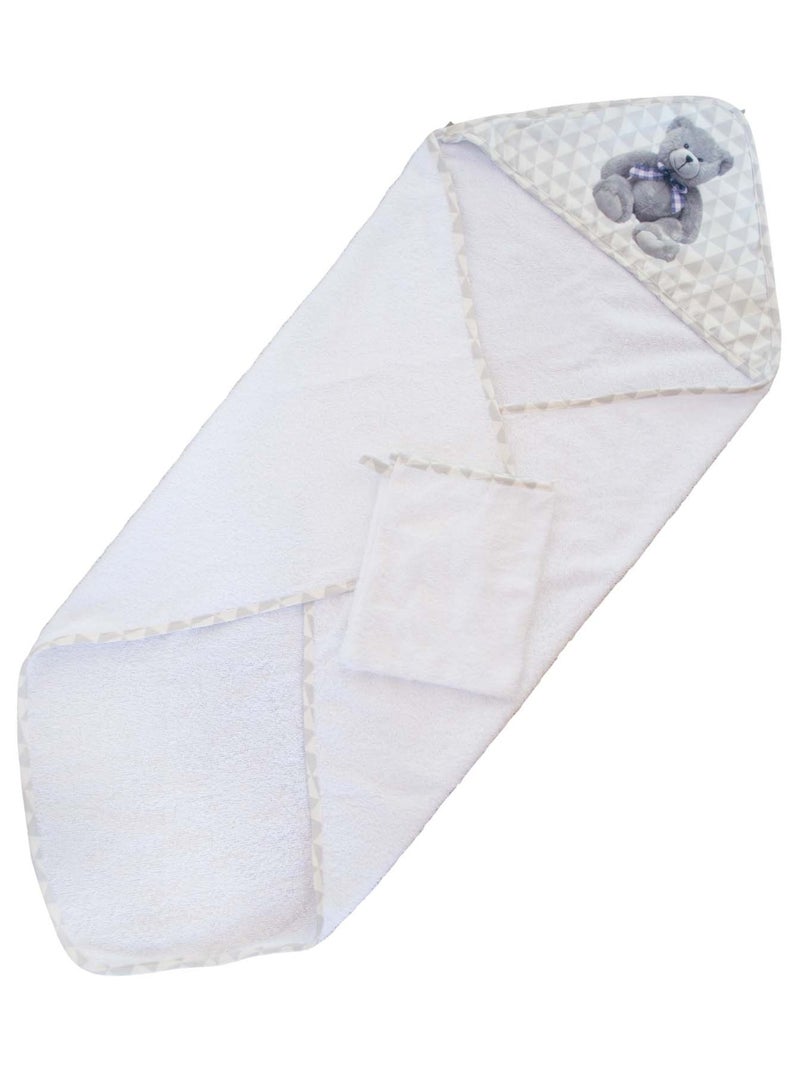 Sortie de bain avec gant Ourson Blanc - Kiabi