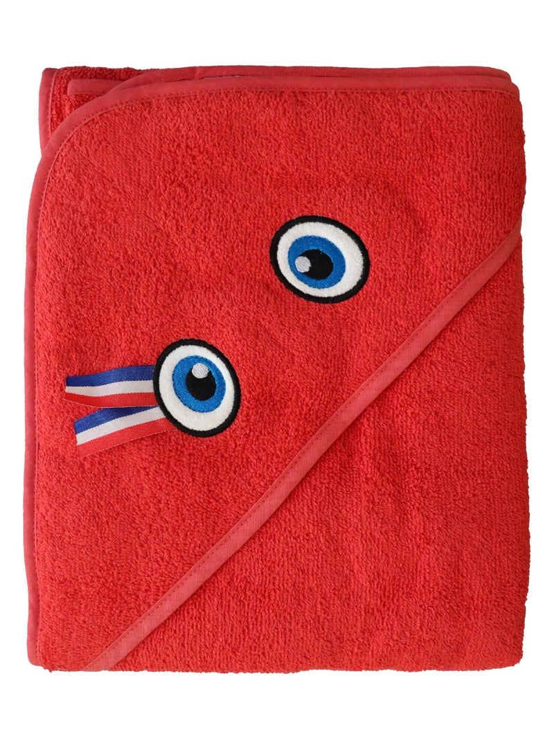 Sortie de bain brodée 100% coton, PARIS 2024 MASCOTTE OLYMPIQUE DEGUISEMENT Rouge - Kiabi