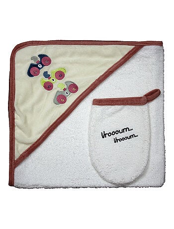 Sortie de bain + Gant "AUTO VROOM" LES CHATOUNETS