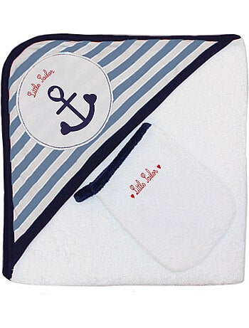 Sortie de bain + Gant "BABY SAILOR" Les Chatounets