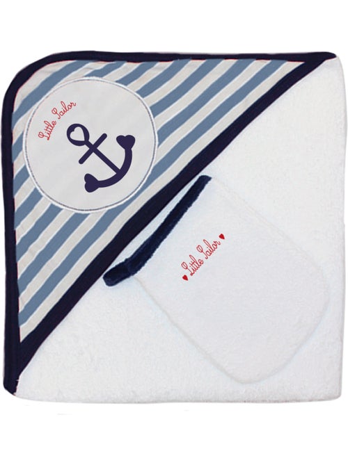 Sortie de bain + Gant "BABY SAILOR" Les Chatounets - Kiabi