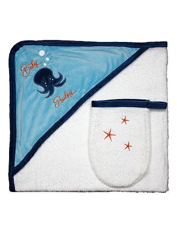 Sortie de bain + Gant "BEBE POULPE" LES CHATOUNETS