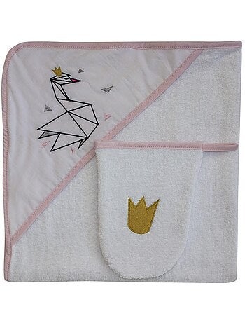 Sortie de bain + Gant "CYGNE" LES CHATOUNETS