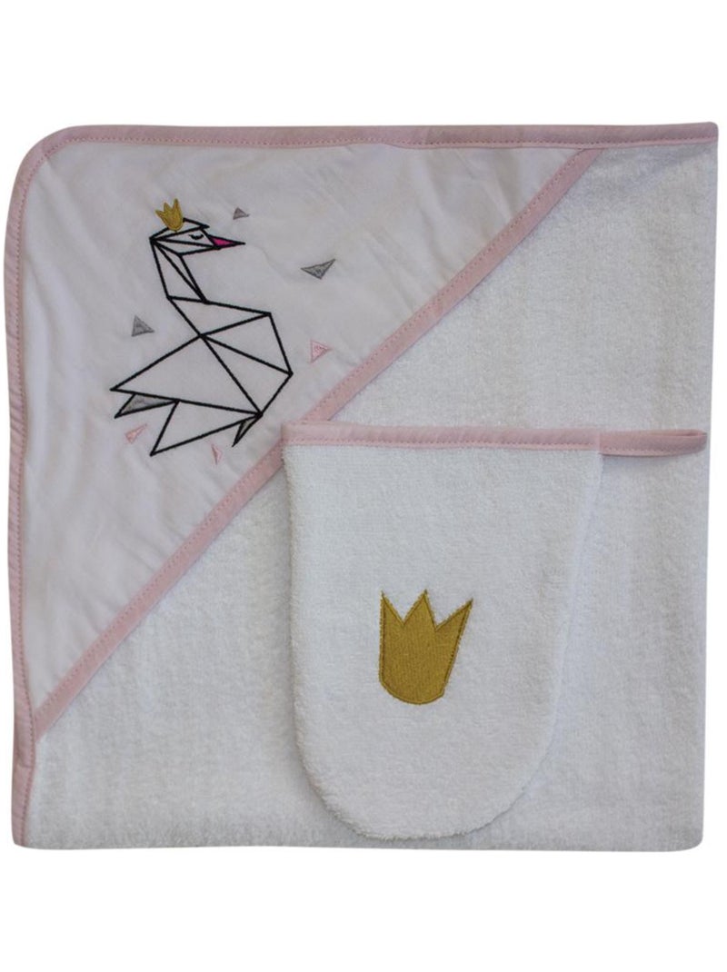 Sortie de bain + Gant "CYGNE" LES CHATOUNETS Rose - Kiabi