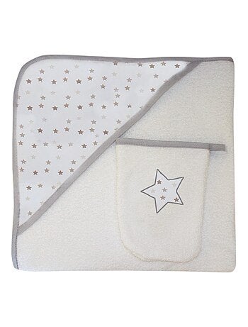 Sortie de bain + Gant "ETOILE "BLEU" LES CHATOUNETS
