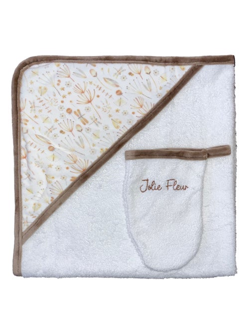 Sortie de bain + Gant "FLEURS" LES CHATOUNETS - Kiabi