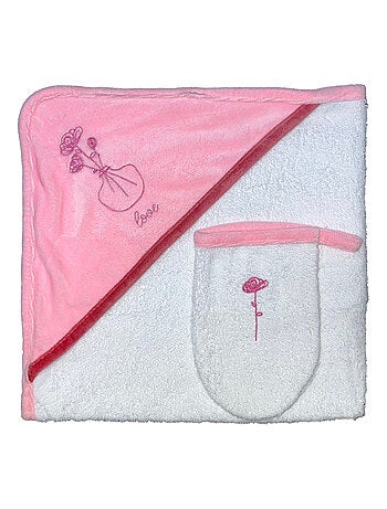 Sortie de bain + Gant "LOVE FLOWER" LES CHATOUNETS