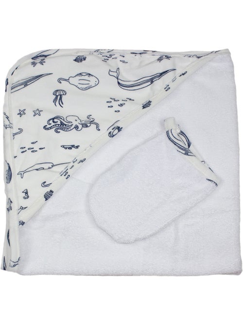 Sortie de bain + Gant "OCEAN" Les Chatounets - Kiabi