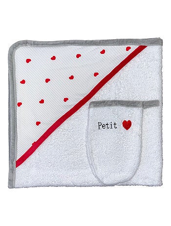 Sortie de bain + Gant "FLEURS" LES CHATOUNETS