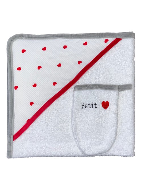Sortie de bain + Gant "PETITS COEURS" LES CHATOUNETS - Kiabi
