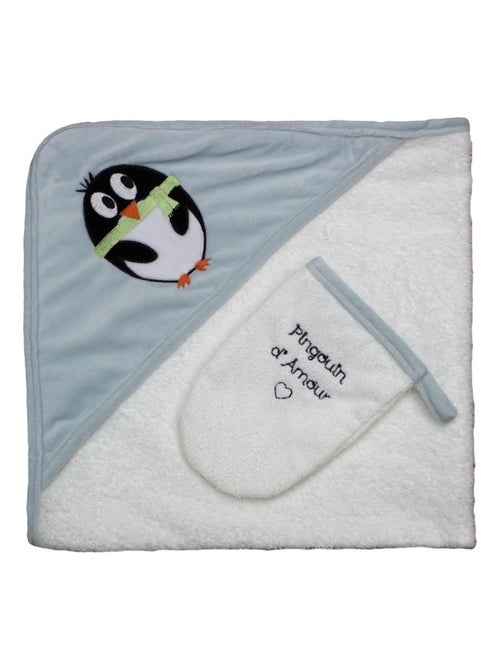 Sortie de bain + Gant "PINGOUIN" LES CHATOUNETS - Kiabi