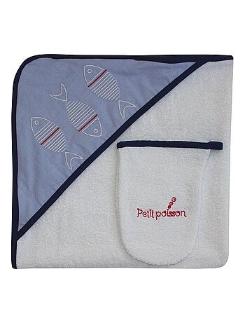 Sortie de bain + Gant "POISSON" LES CHATOUNETS