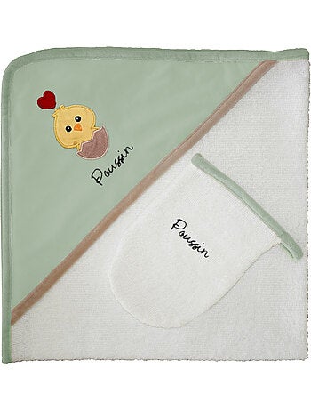 Sortie de bain + Gant "POUSSIN" Les Chatounets
