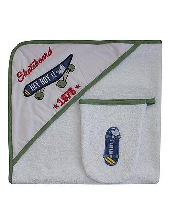 Sortie de bain + Gant "SKATE" LES CHATOUNETS