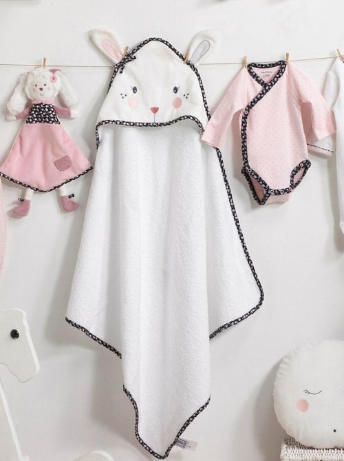 Sortie de bain lapin 75x75cm et gant en coton  blanc - SAUTHON - Kiabi