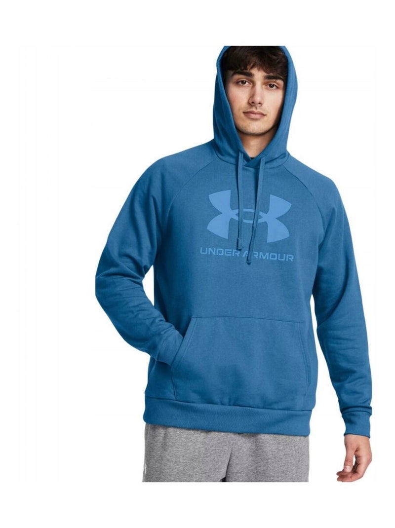 Sous Armure - Sweat à capuche style Logo RIVAL Bleu foncé - Kiabi