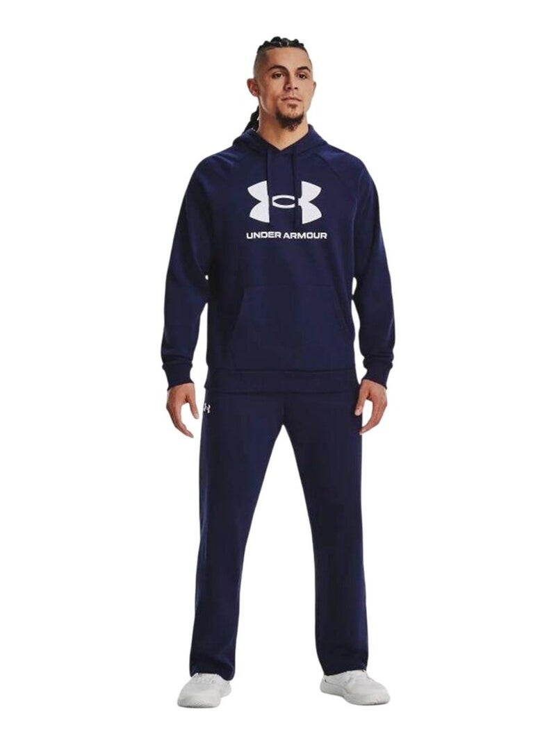 Sous Armure - Sweat à capuche style Logo RIVAL Bleu marine - Kiabi