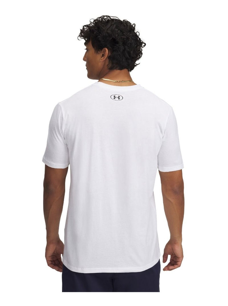 Sous Armure - T-shirt manches courtes style Logo empilé Blanc - Kiabi