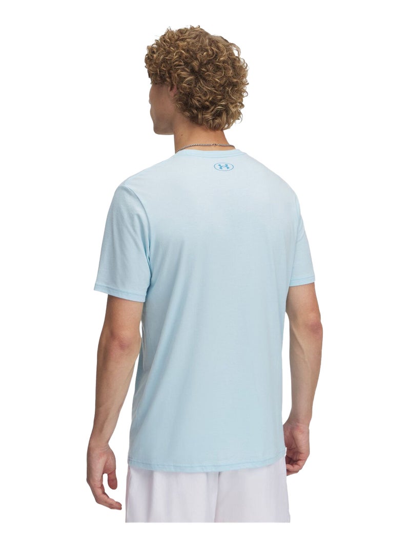 Sous Armure - T-shirt manches courtes style Logo empilé Bleu - Kiabi