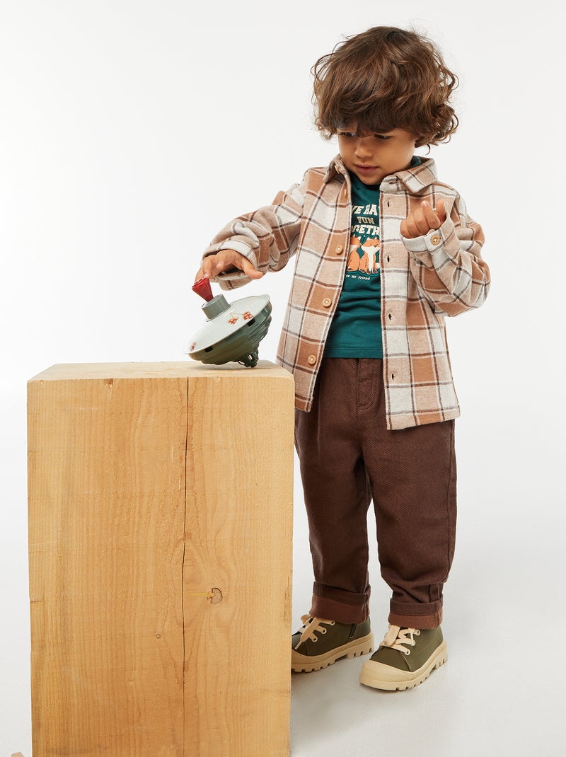 Sous-pull à col montant avec imprimé en relief Vert - Kiabi