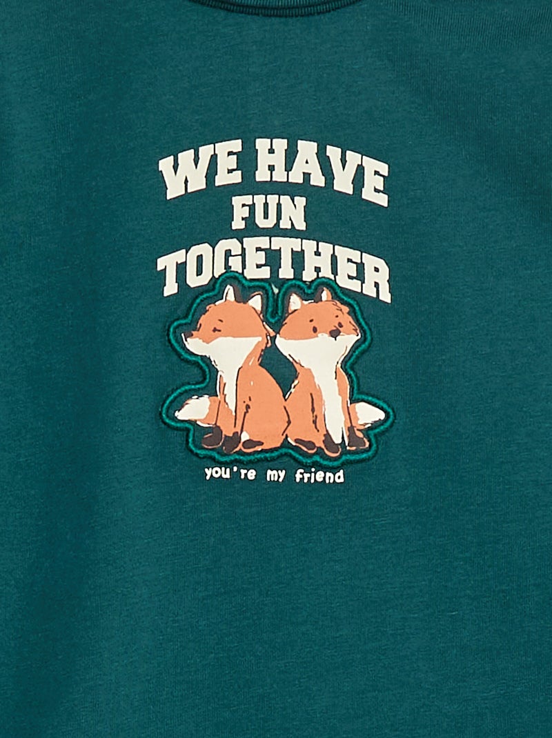 Sous-pull à col montant avec imprimé en relief Vert - Kiabi