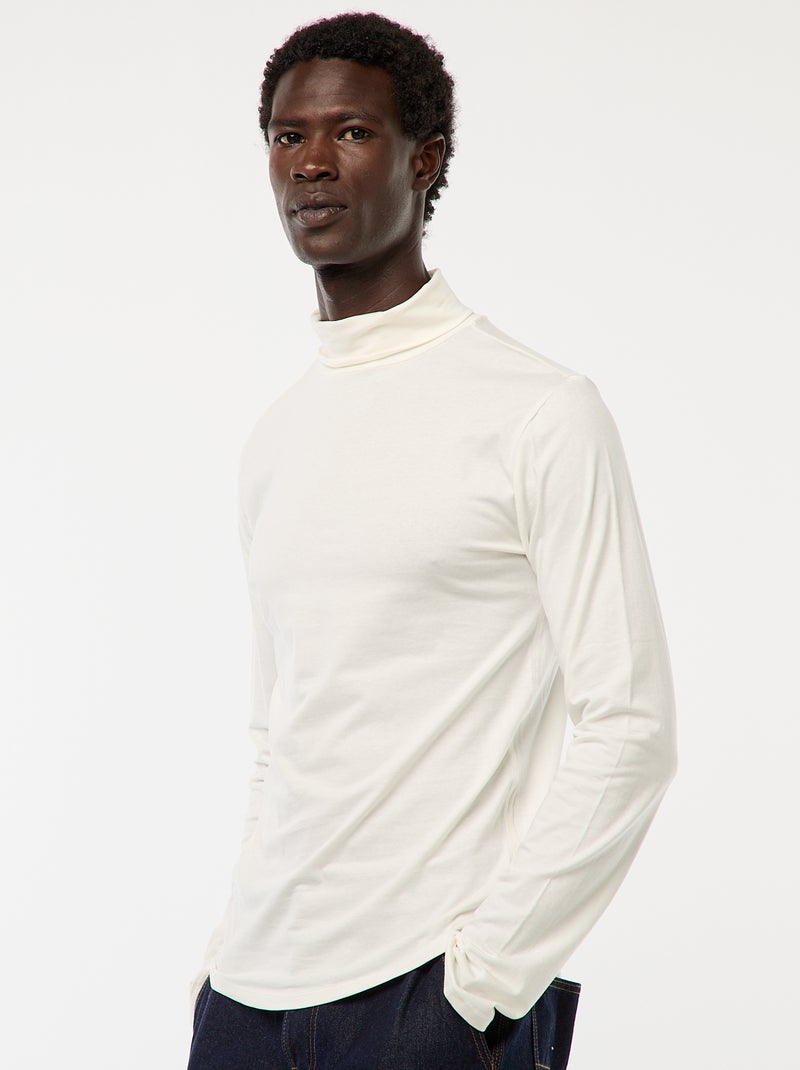Sous-pull à col montant uni Blanc - Kiabi