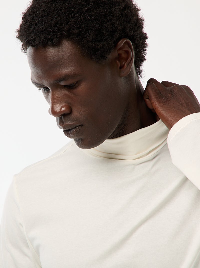 Sous-pull à col montant uni Blanc - Kiabi