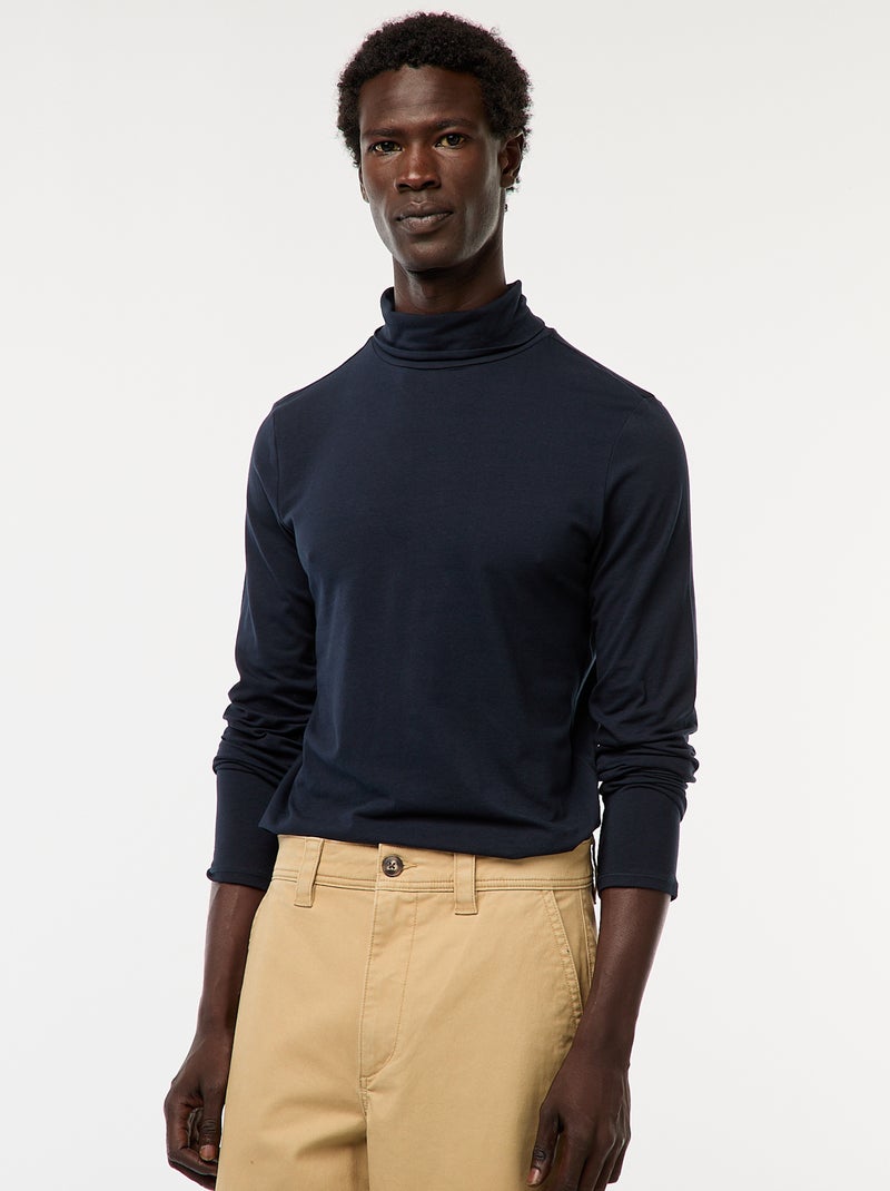 Sous-pull à col montant uni Bleu - Kiabi