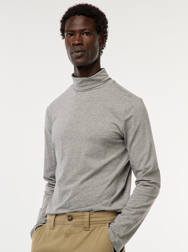Sous-pull à col montant uni Gris - Kiabi