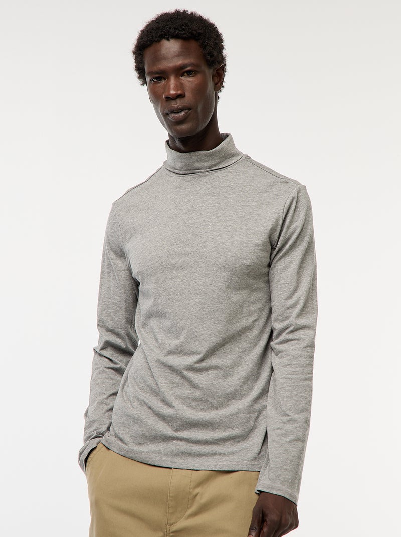 Sous-pull à col montant uni Gris - Kiabi