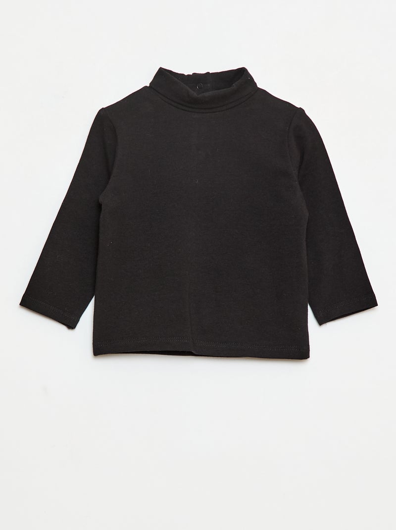 Sous-pull à col montant uni Noir - Kiabi