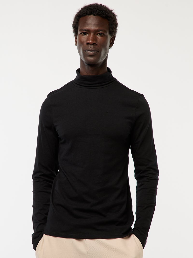 Sous-pull à col montant uni Noir - Kiabi