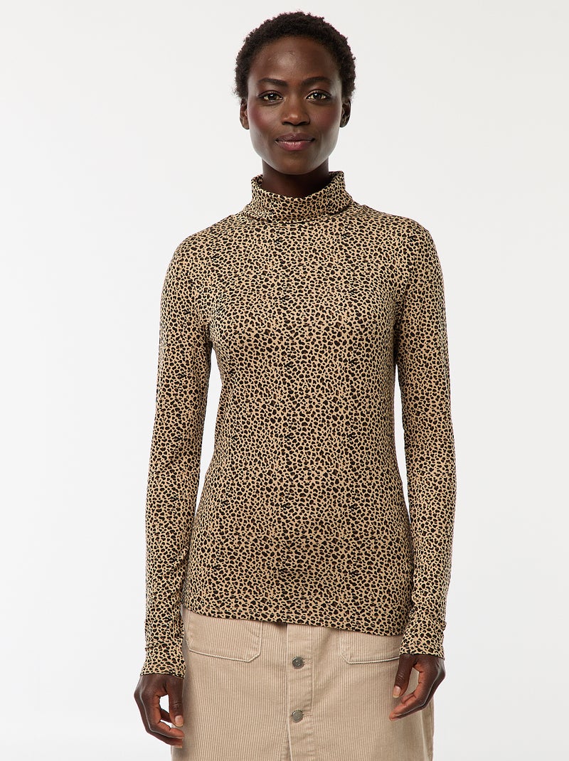 Sous-pull à col roulé et manches longues Beige - Kiabi