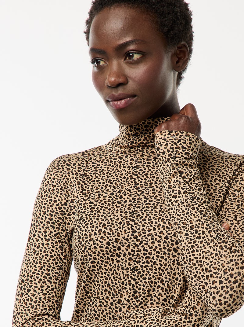 Sous-pull à col roulé et manches longues Beige - Kiabi