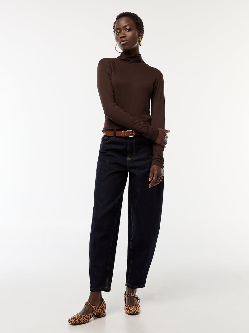 Sous-pull à col roulé et manches longues Marron - Kiabi