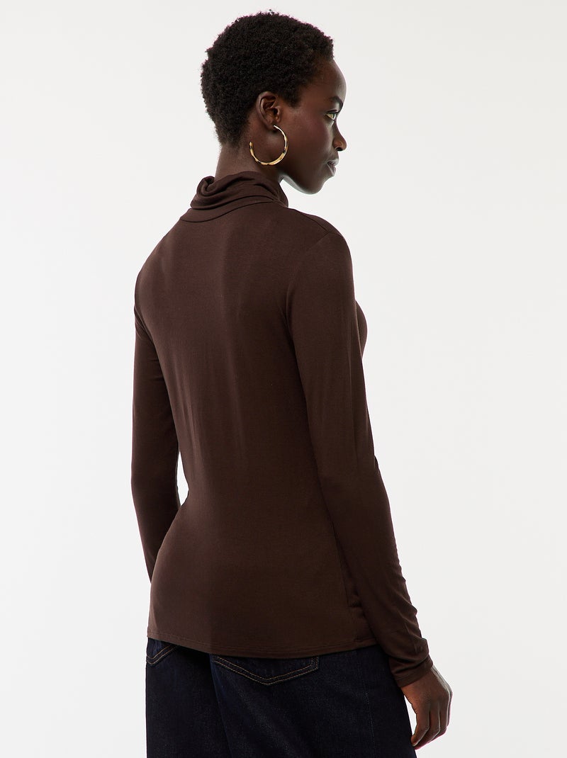 Sous-pull à col roulé et manches longues Marron - Kiabi