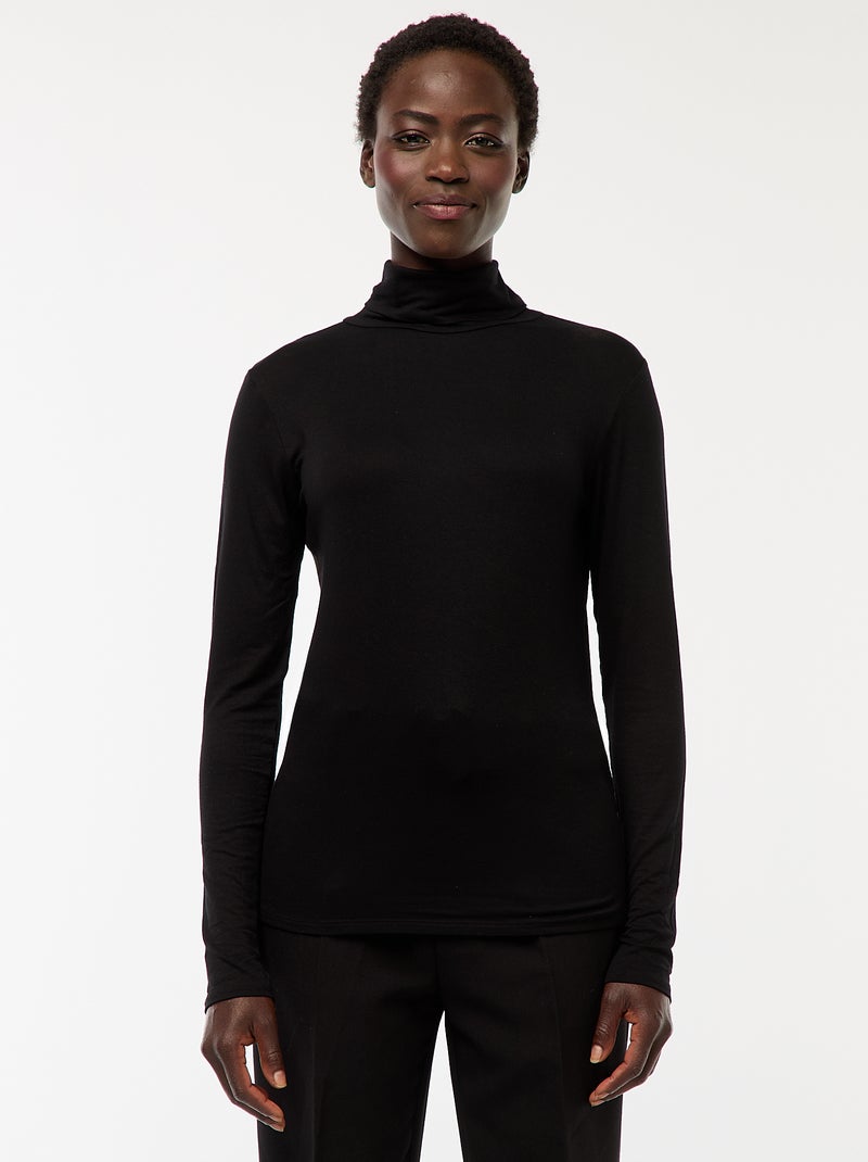 Sous-pull à col roulé et manches longues Noir - Kiabi