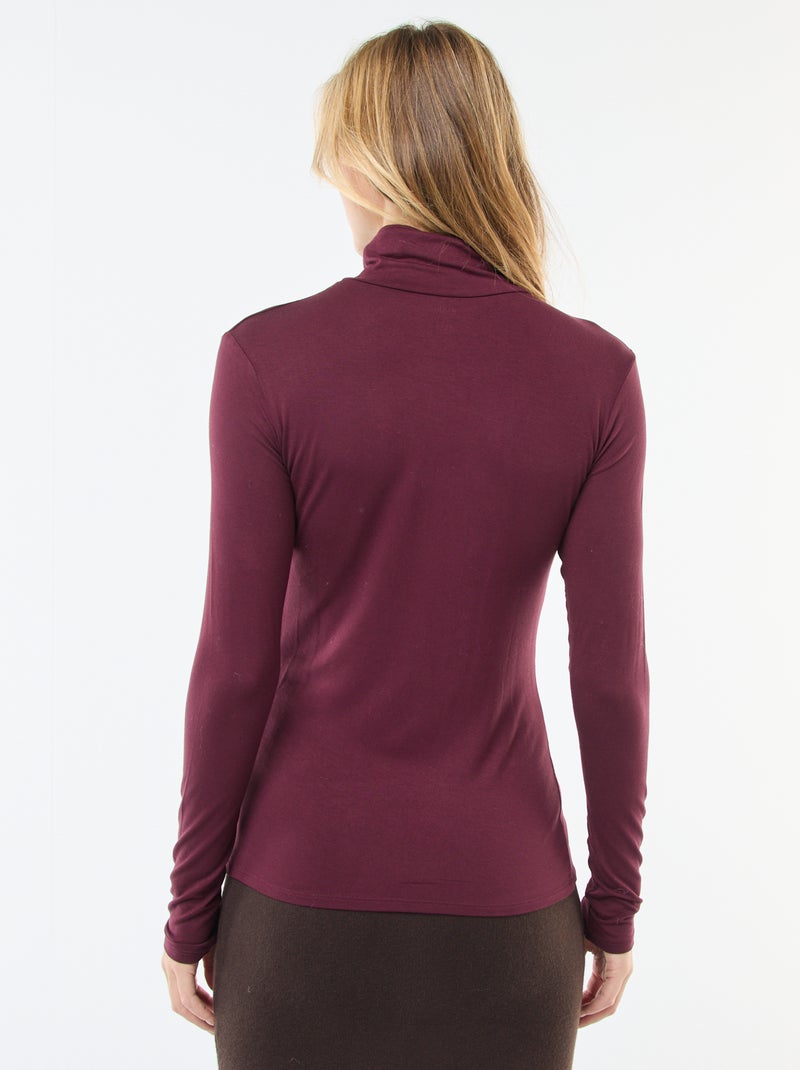 Sous-pull à col roulé et manches longues Rouge - Kiabi