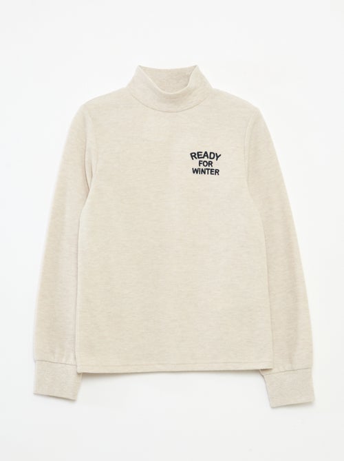 Sous pull avec broderie en coton uni - Kiabi