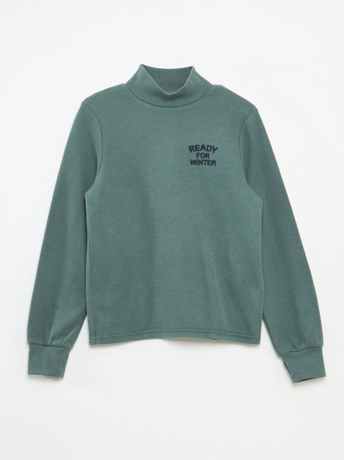 Sous pull avec broderie en coton uni - Kiabi