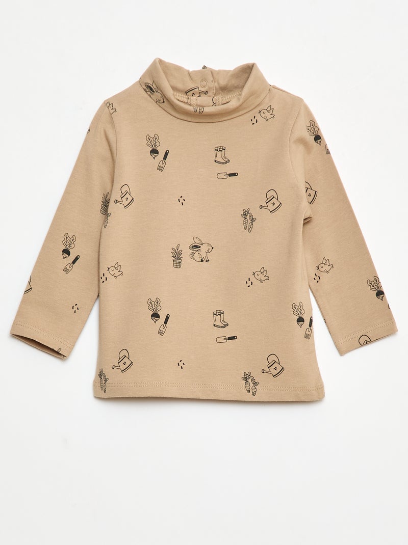 Sous-pull avec col montant à motif Beige - Kiabi