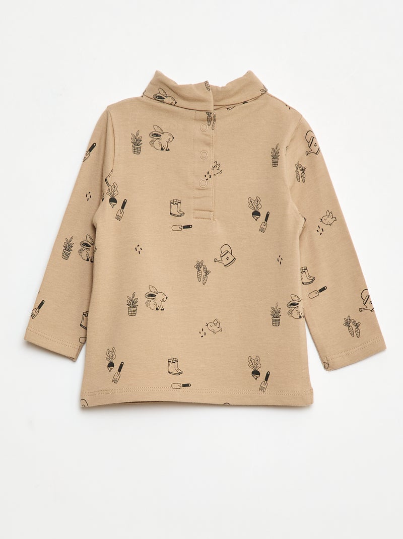 Sous-pull avec col montant à motif Beige - Kiabi