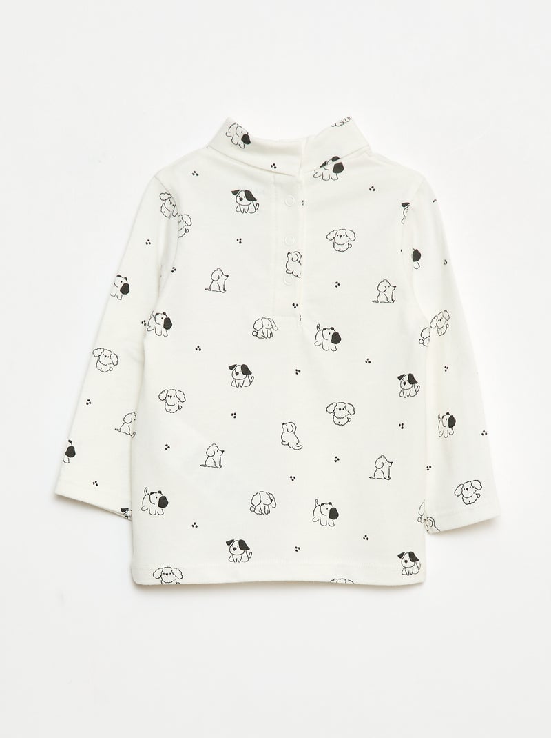 Sous-pull avec col montant à motif Blanc - Kiabi