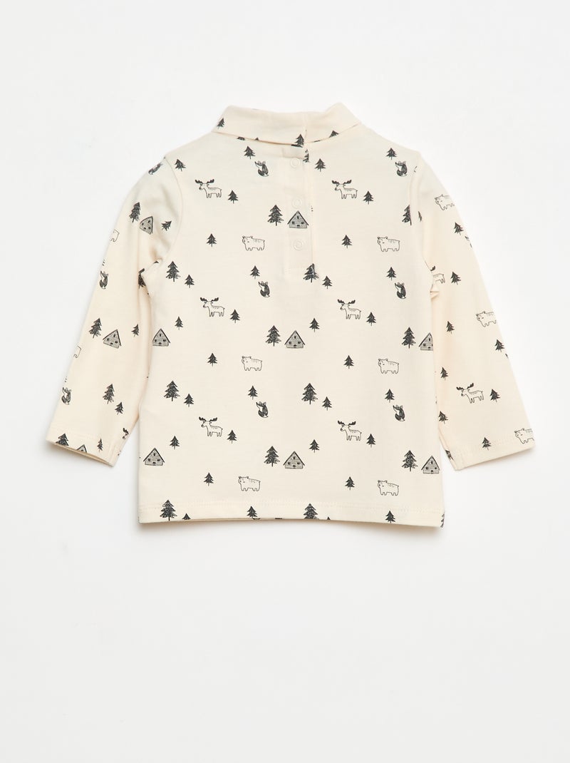 Sous-pull avec col montant à motif Blanc - Kiabi