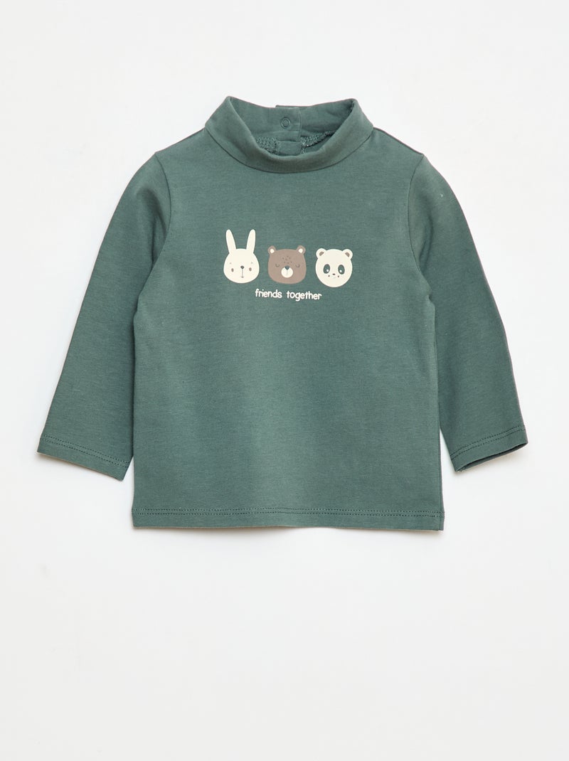 Sous-pull avec col montant à motif Vert - Kiabi