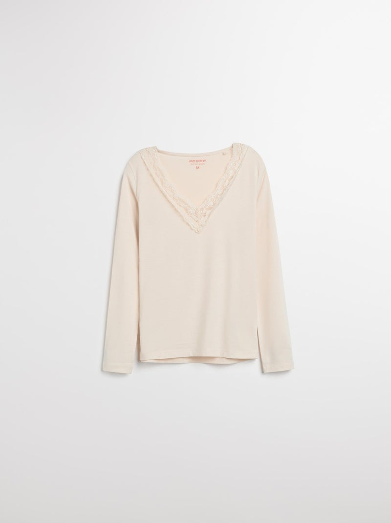 Sous-pull avec détail dentelle, MO Fashion Gris - Kiabi