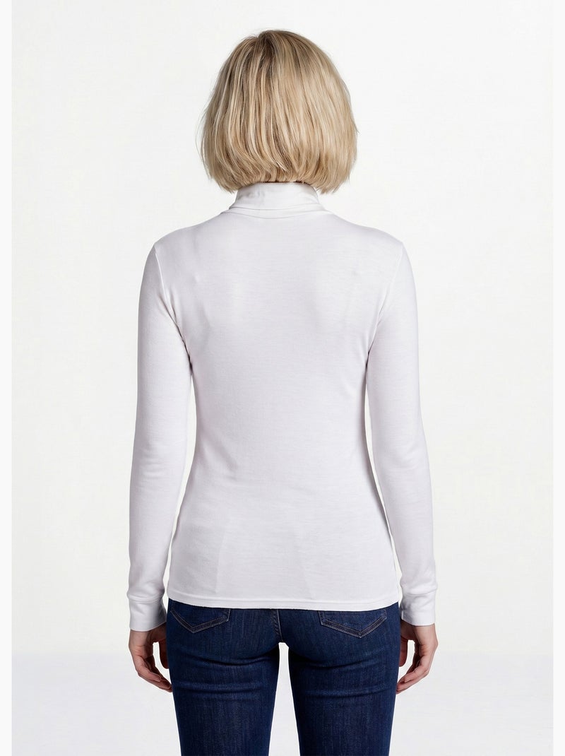 Sous-pull chaud col roulé maille interlock unie - Afibel Blanc - Kiabi