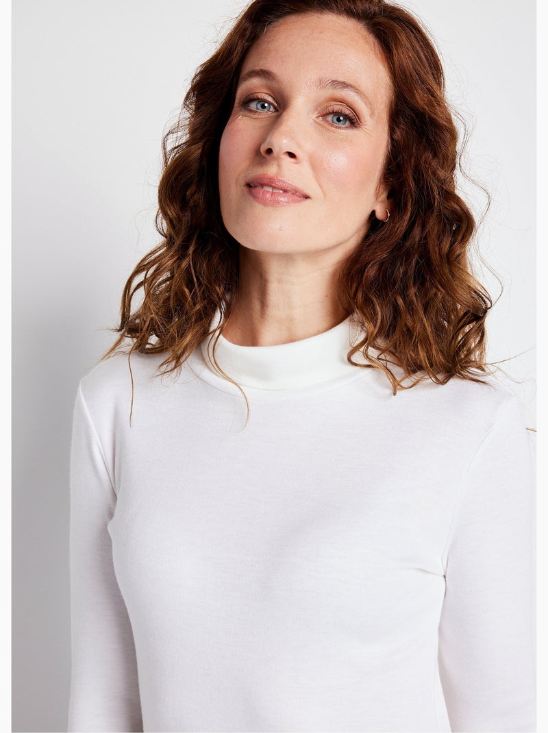 Sous-pull chaud col roulé maille interlock unie - Afibel Blanc - Kiabi