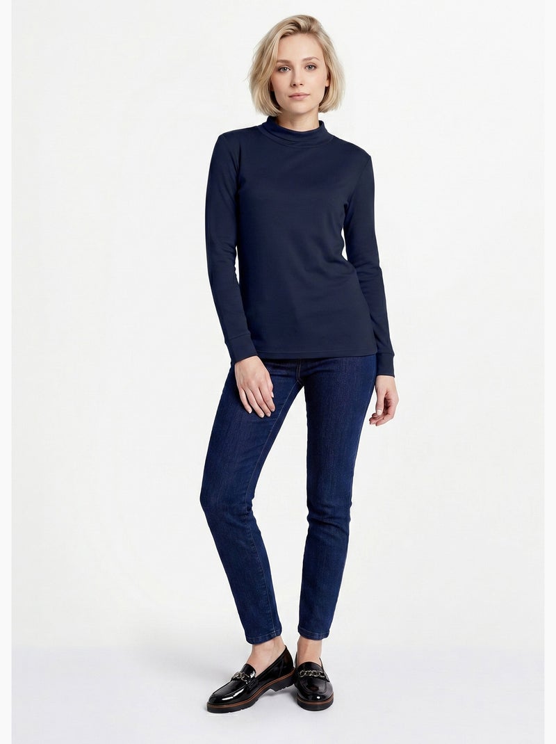 Sous-pull chaud col roulé maille interlock unie - Afibel Bleu - Kiabi