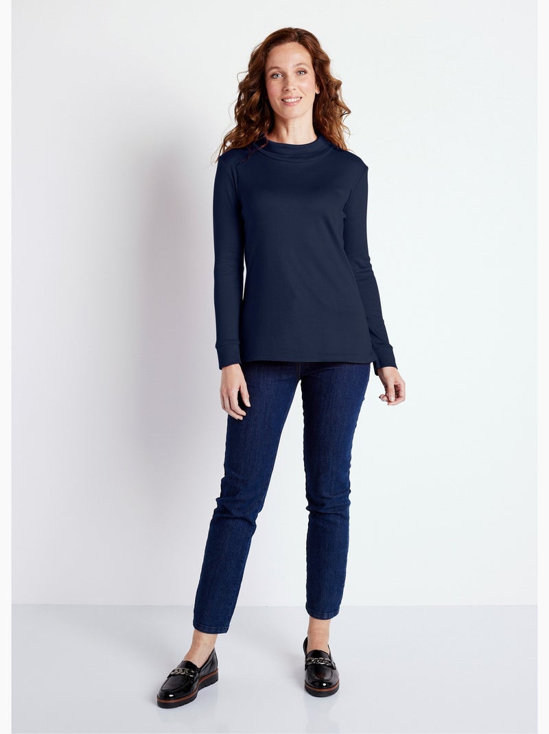 Sous-pull chaud col roulé maille interlock unie - afibel Bleu marine - Kiabi